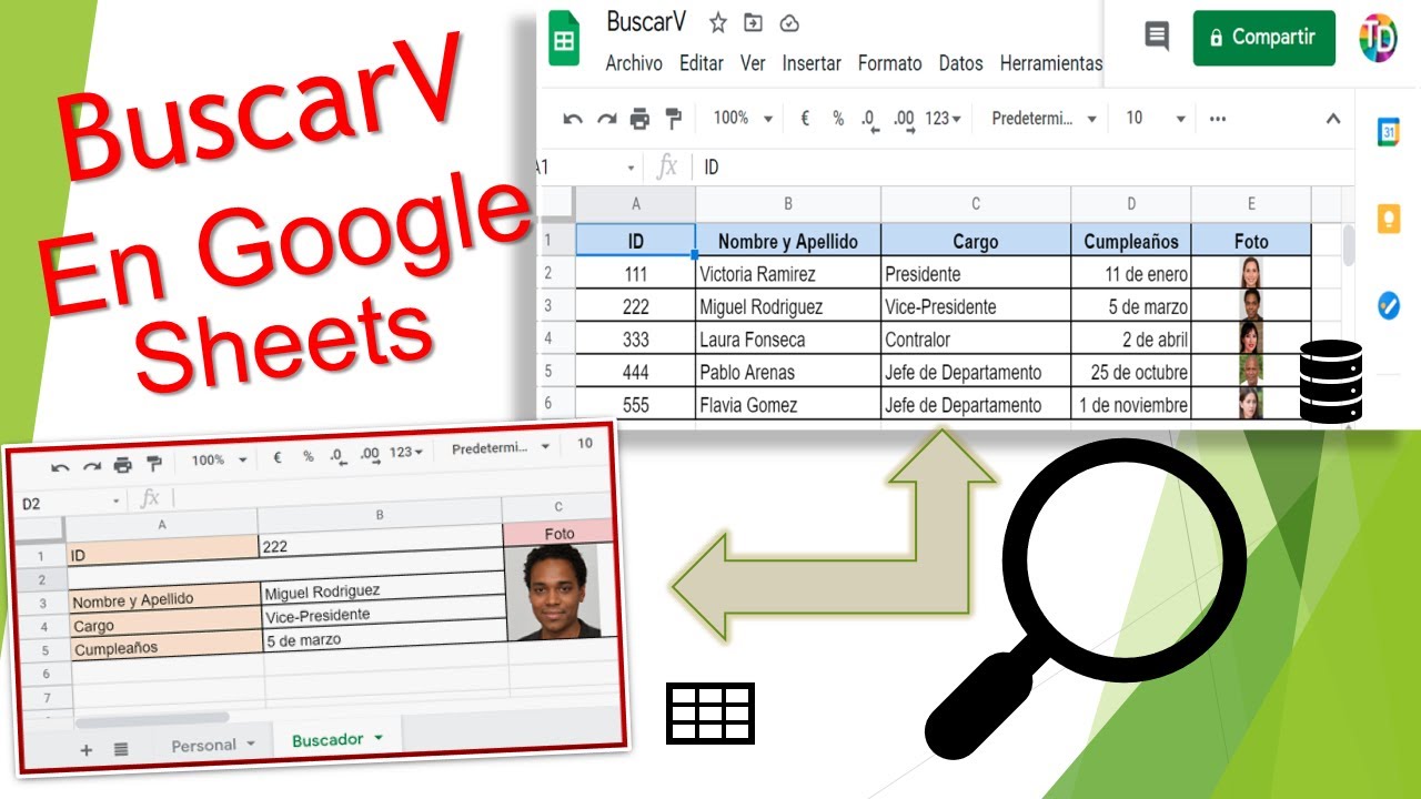 Función BUSCARV en Google Sheets
